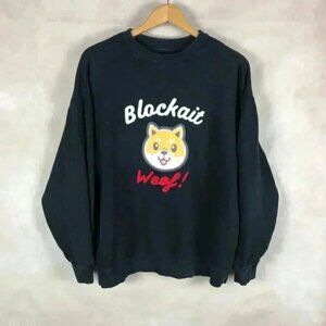 BLOCKAIT Black SHIBA DOG Graphic Sweatshirt Medium